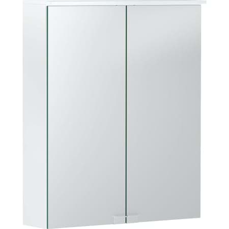 Bild von GEBERIT Option Basic Spiegelschrank mit Beleuchtung und zwei Türen #500.257.00.1 - Korpus: matt weiß / melaminbeschichtet Türen: innen und außen verspiegelt