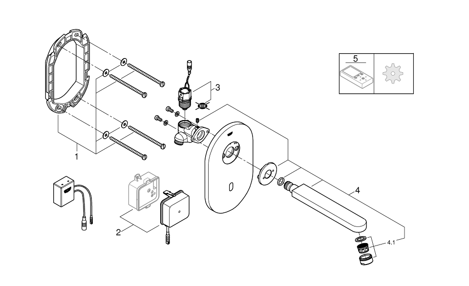 Bild von GROHE Euroeco Cosmopolitan E Bluetooth Infrarot-Elektronik für Waschtisch, 1/2″ ohne Mischung #36410000 - chrom