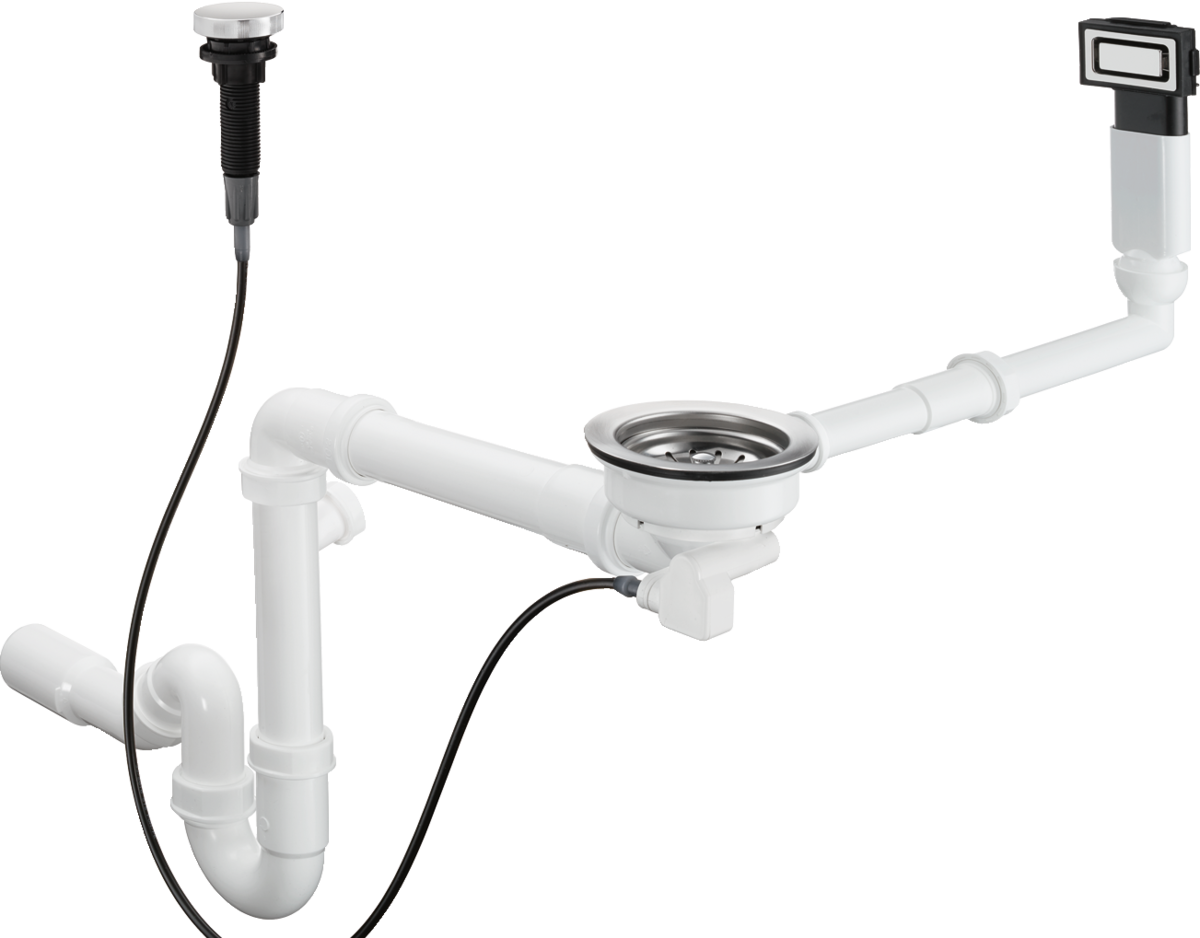 Bild von HANSGROHE D14-11 Automatische Ab- und Überlaufgarnitur für Einzelbecken #43931800 - Edelstahl