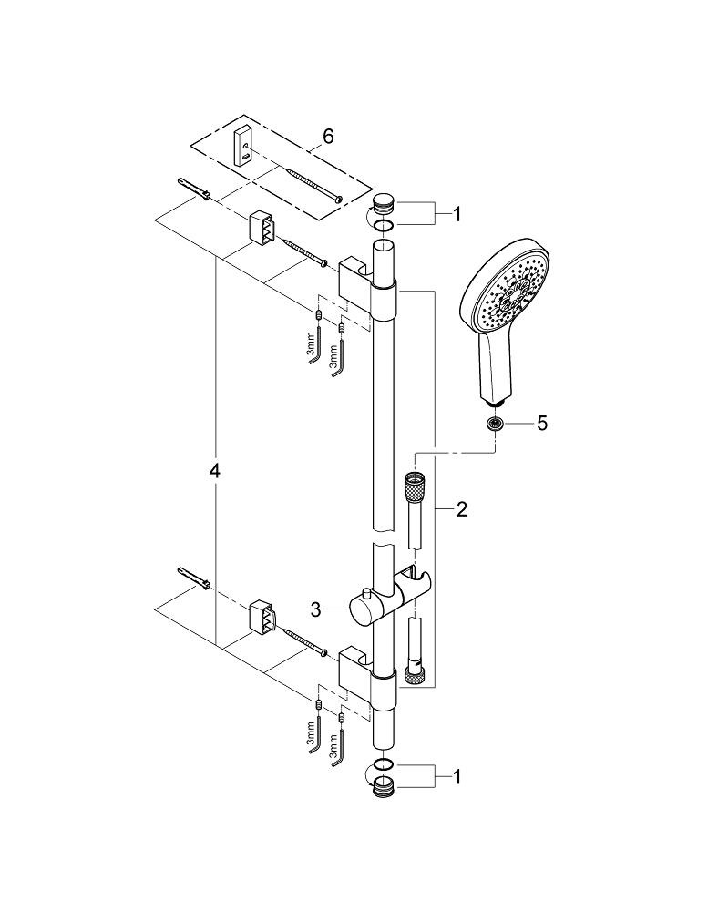 Bild von GROHE Power&Soul Cosmopolitan 130 Brausestangenset 4+ Strahlarten #27733000 - chrom