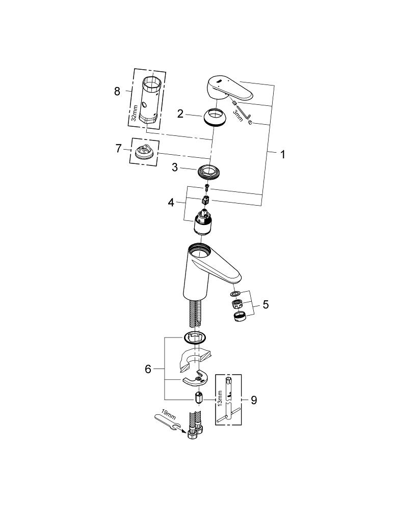 Bild von GROHE Eurodisc Cosmopolitan Einhand-Waschtischbatterie, 1/2″ S-Size #32469002 - chrom