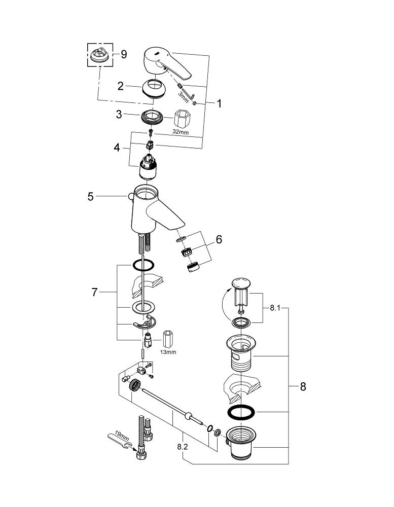 Bild von GROHE Eurostyle Einhand-Waschtischbatterie, 1/2″ S-Size #33558001 - chrom