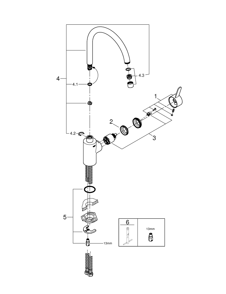 Bild von GROHE Eurosmart Cosmopolitan Einhand-Spültischbatterie, 1/2″ #32843000 - chrom