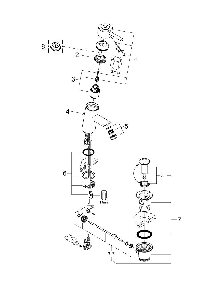 Bild von GROHE Concetto Einhand-Waschtischbatterie, 1/2″ #32202000 - chrom