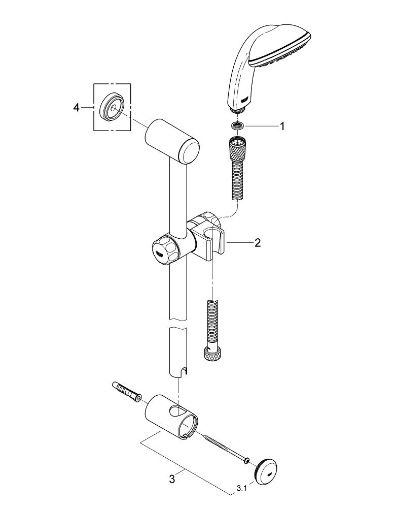 Picture of GROHE Tempesta 100 Duo shower rail set 2 spray types #28591000 - chrome