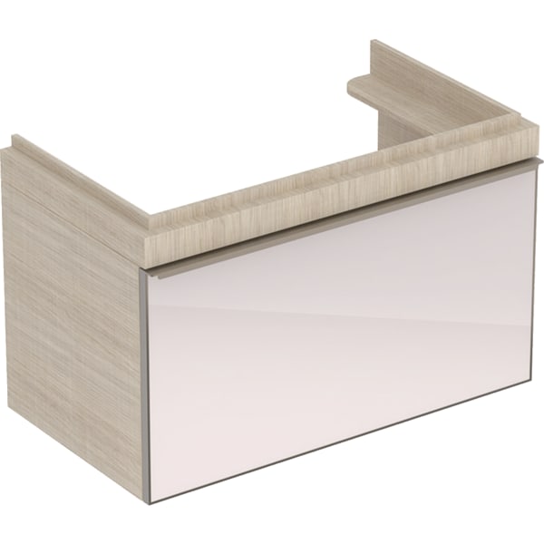 Bild von GEBERIT Citterio Unterschrank für Waschtisch, mit einer Schublade Schubladen: schwarz / Glas glänzend Korpus: Eiche graubraun / Melamin Holzstruktu 500.566.JJ.1