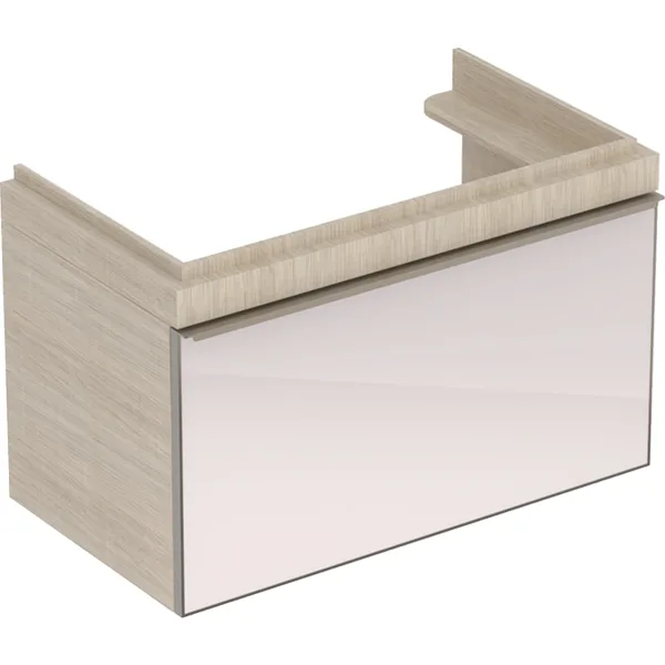 Bild von GEBERIT Citterio Unterschrank für Waschtisch, mit einer Schublade Schubladen: schwarz / Glas glänzend Korpus: Eiche graubraun / Melamin Holzstruktu 500.556.JJ.1