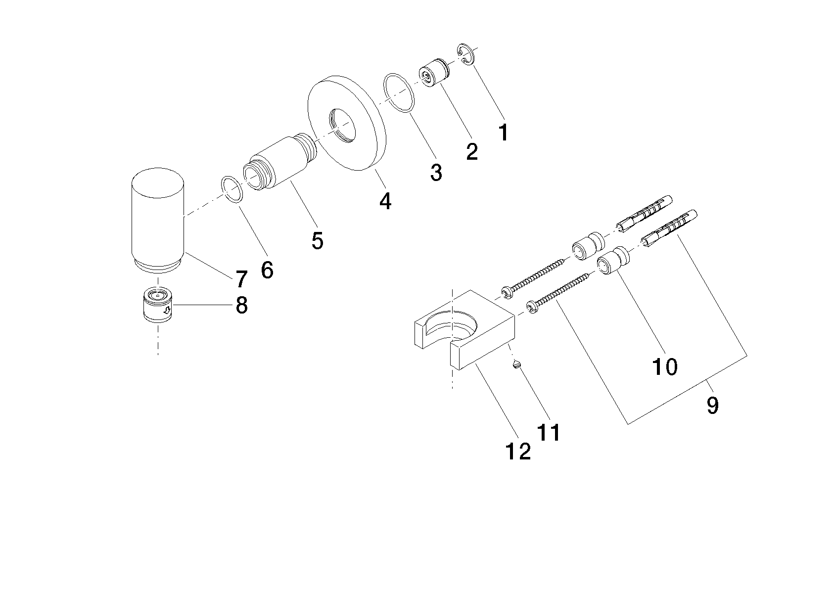 Picture of DORNBRACHT WATER TUBE Kneipp wall elbow with hose holder with individual rosettes - Chrome #27820979-00