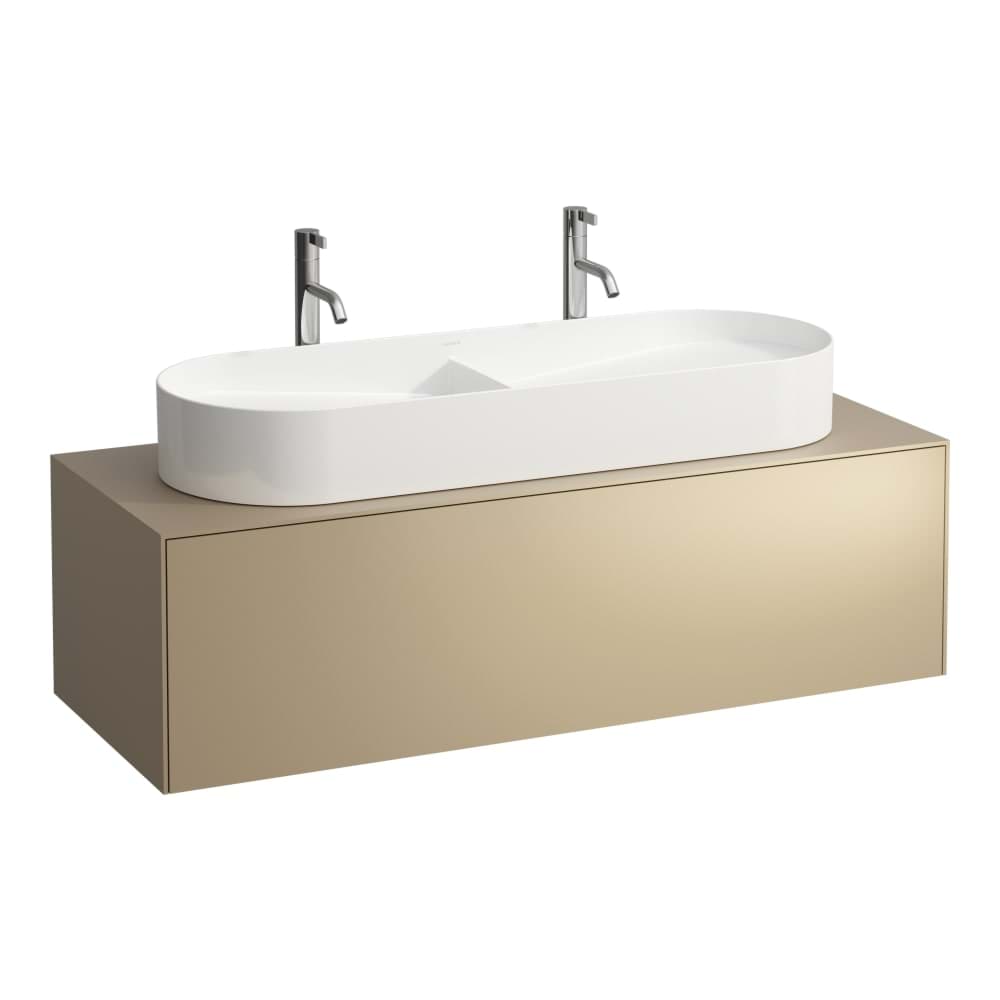 Bild von LAUFEN SONAR Schubladenelement, 1 Schublade, passend zu Doppelwaschtisch-Schalen 812348, 812349, Ausschnitt Mitte 1175 x 455 x 340 mm 141 - Deckplatte Nero Marquina, Korpus/Front Kupfer (lackiert) H4054710341411