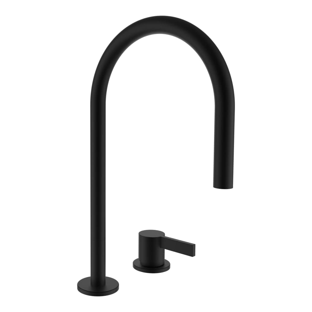 Obrázek LAUFEN Kartell LAUFEN Umyvadlová stojánková dvouotvorová páková baterie s otočným výtokem 166 mm, průtok 5,3 l/min, bez automatické výpusti, PVD titan černá matná #H3113320812201