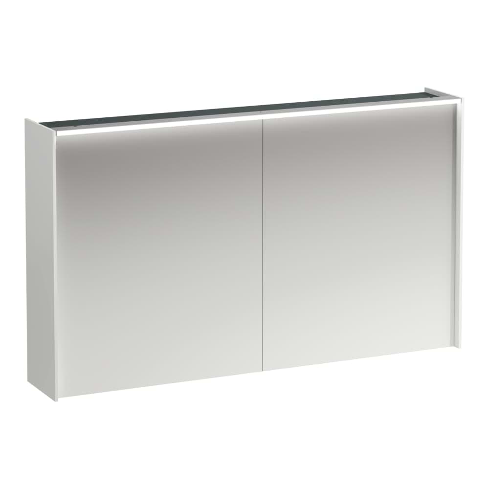 Bild von LAUFEN LANI Spiegelschrank 1200, 2 Türen, mit LED Lichtelement horizontal, 2 Glasfachböden, 1 Steckdose (EU) 1220 x 210 x 715 mm #H4038221122601 - 260 - Weiß matt