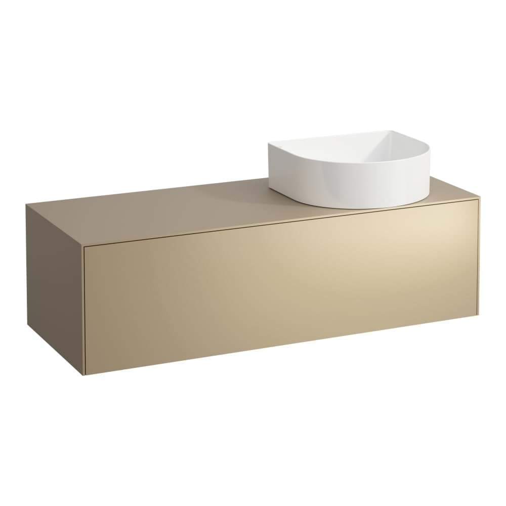 Bild von LAUFEN SONAR Schubladenelement, 1 Schublade, passend zu Waschtisch-Schalen H812340, H812341, H812342, H812343, Ausschnitt rechts 1175 x 455 x 340 mm #H4054230341411 - 141 - Deckplatte Nero Marquina, Korpus/Front Kupfer (lackiert)