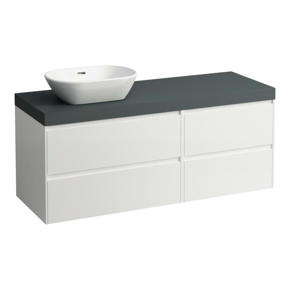 Bild von LAUFEN LANI Modular 1400, Waschtischplatte 65 mm (.266 Verkehrsgrau), Ausschnitt links, 4 Schubladen: Element 800 links + Element 600 rechts 1370 x 495 x 580 mm #H4055821122661 - 266 - Verkehrsgrau