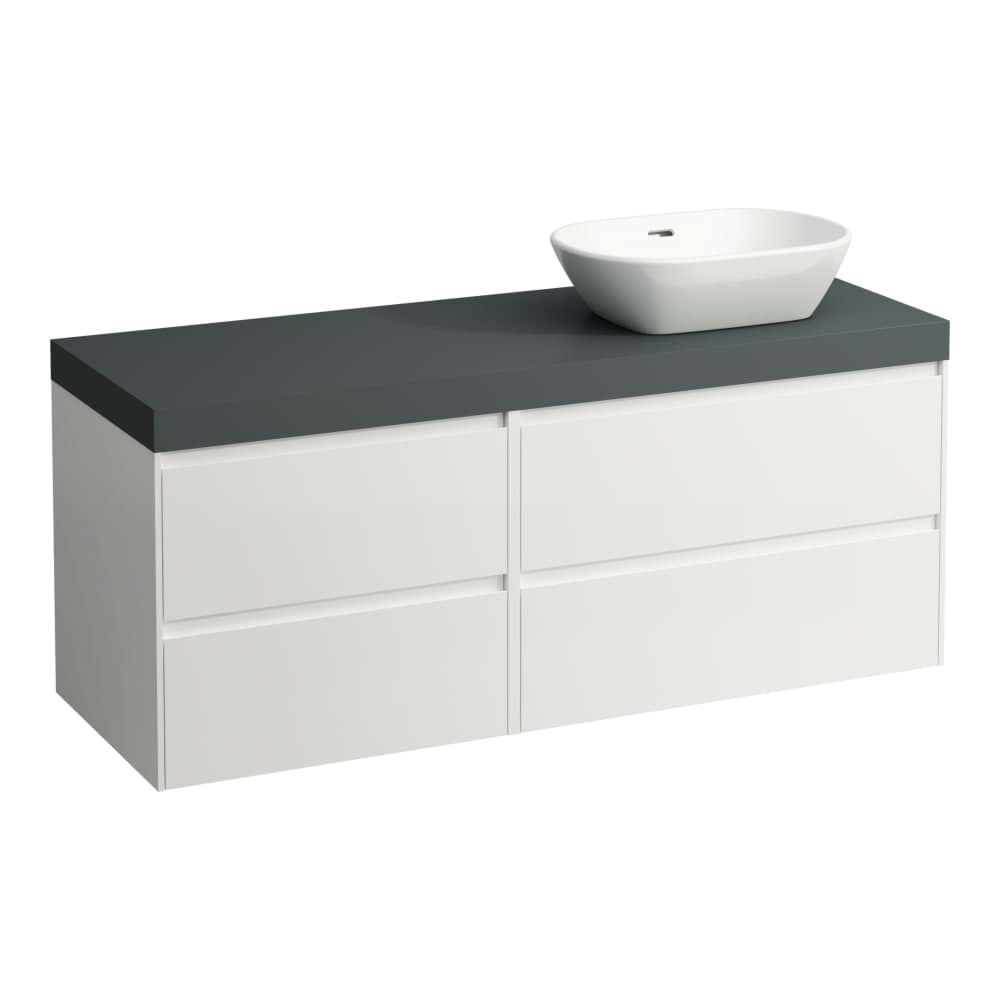 Bild von LAUFEN LANI Modular 1400, Waschtischplatte 65 mm (.266 Verkehrsgrau), Ausschnitt rechts, 4 Schubladen: Element 800 rechts + Element 600 links 1370 x 495 x 580 mm #H4055831129901 - 990 - Special colour