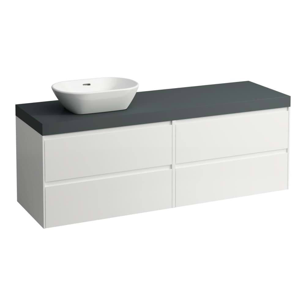 Bild von LAUFEN LANI Modular 1600, Waschtischplatte 65 mm (.266 Verkehrsgrau), Ausschnitt links, 4 Schubladen: Element 800 rechts + Element 800 links 1570 x 495 x 580 mm #H4055921122611 - 261 - Weiß glänzend