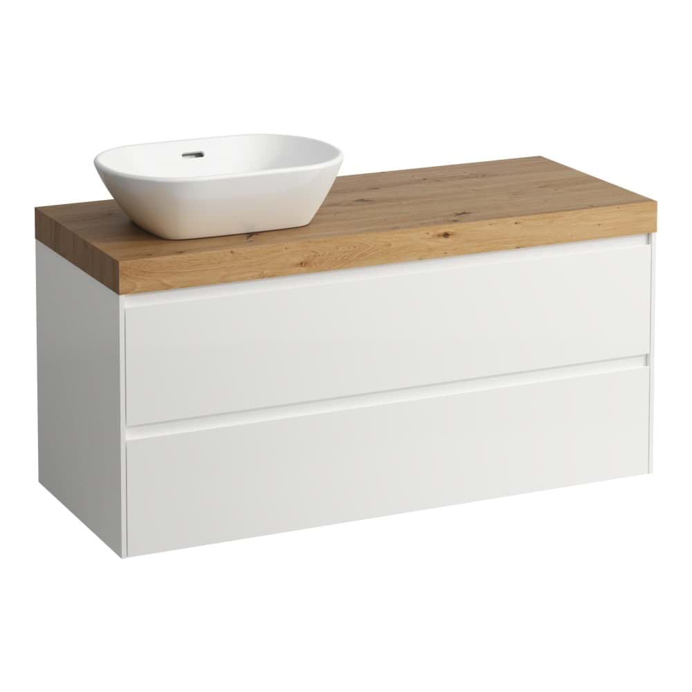 Obrázek LAUFEN LANI Modulární sestava 1200, umyvadlová deska 65 mm (.267 divoký dub), s výřezem vlevo, se 2 zásuvkami 1185 x 495 x 580 mm #H4065721122671 - 267 - Divoký dub