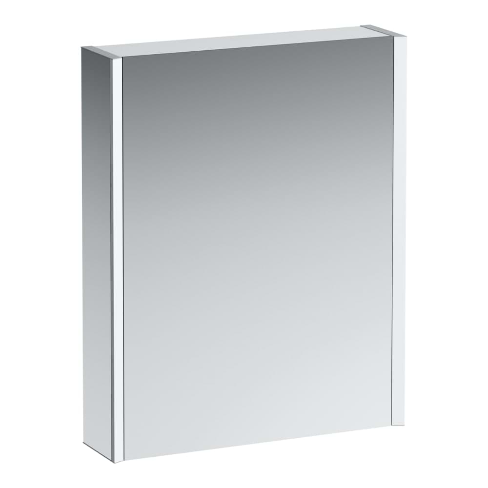 Bild von LAUFEN FRAME 25 Spiegelschrank, 600 mm, Aluminium, 1 Tür innen und außen verspiegelt, Scharnier links, mit Sensorschalter, 2 Steckdosen, 2 vertikale LED Beleuchtungselemente (dimmbar) 600 x 150 x 750 mm #H4084019001451 - 145 - Weiß glänzend