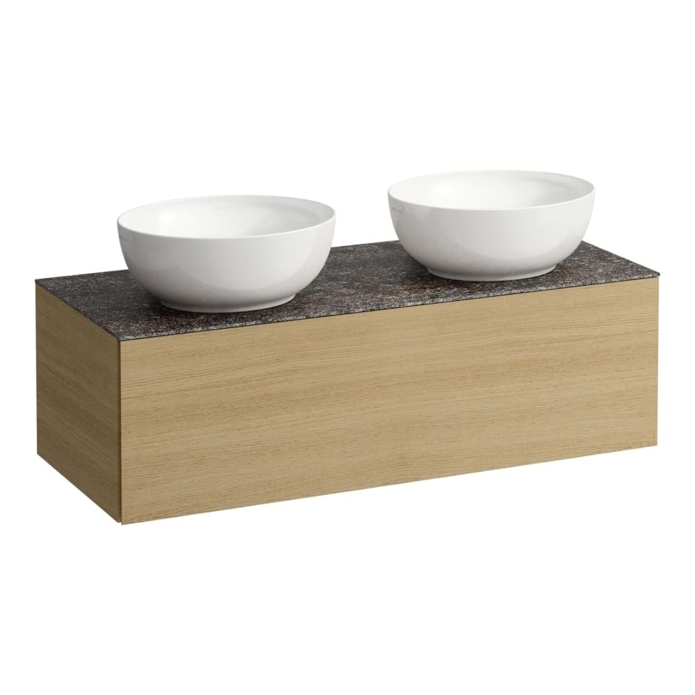 Picture of LAUFEN ILBAGNOALESSI Drawer element 1200, 1 drawer, with cut-out left and right, Marrone Naturale top, matches washbasin H818975/6 1200 x 500 x 370 mm #H4323140976301 - 630 - Noce canaletto - Real wood veneer