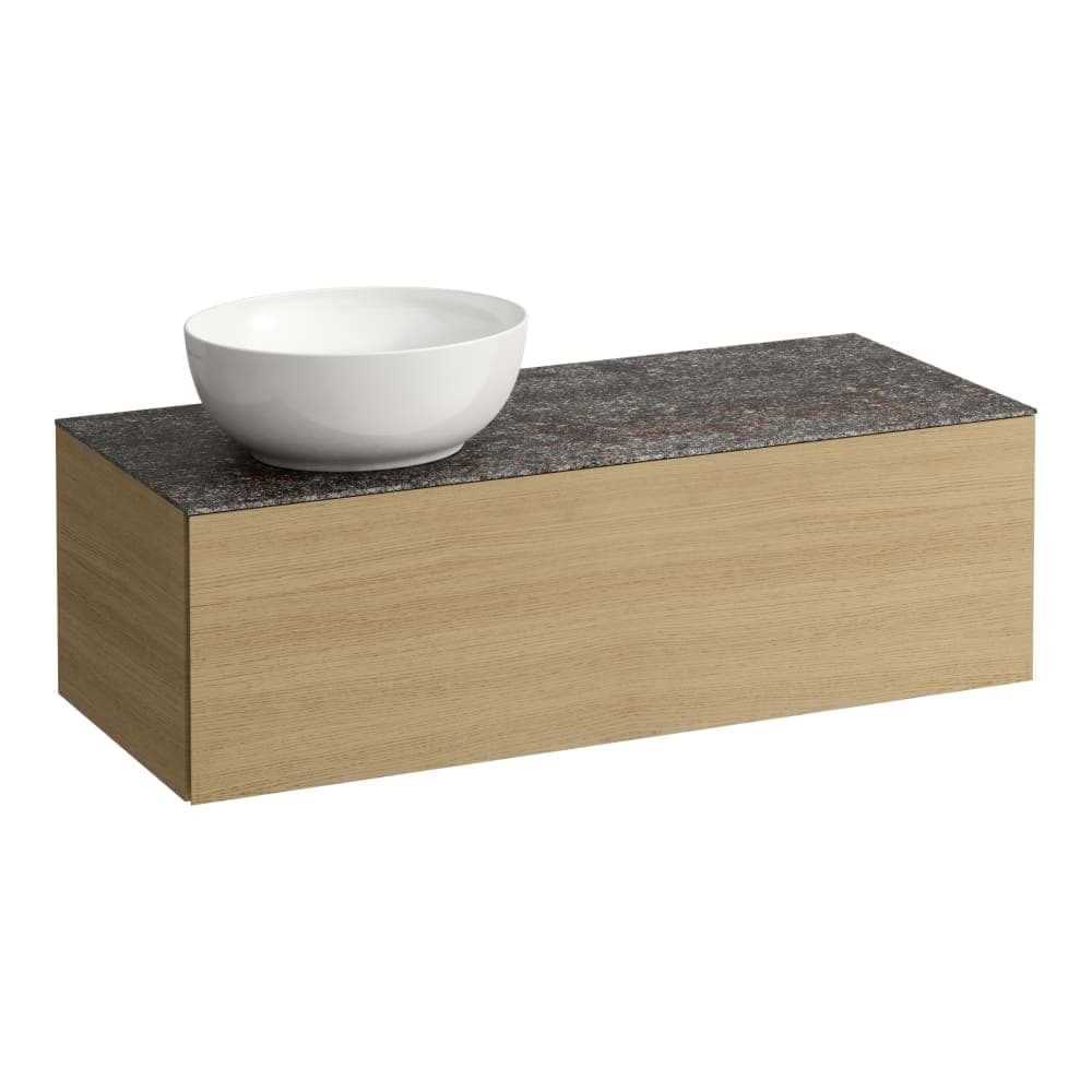 Picture of LAUFEN ILBAGNOALESSI Drawer element 1200, 1 drawer, with cut-out left, Marrone Naturale top with tap cut-out, matches washbasin H818975/6 1200 x 500 x 370 mm #H4323160979901 - 990 - Special colour