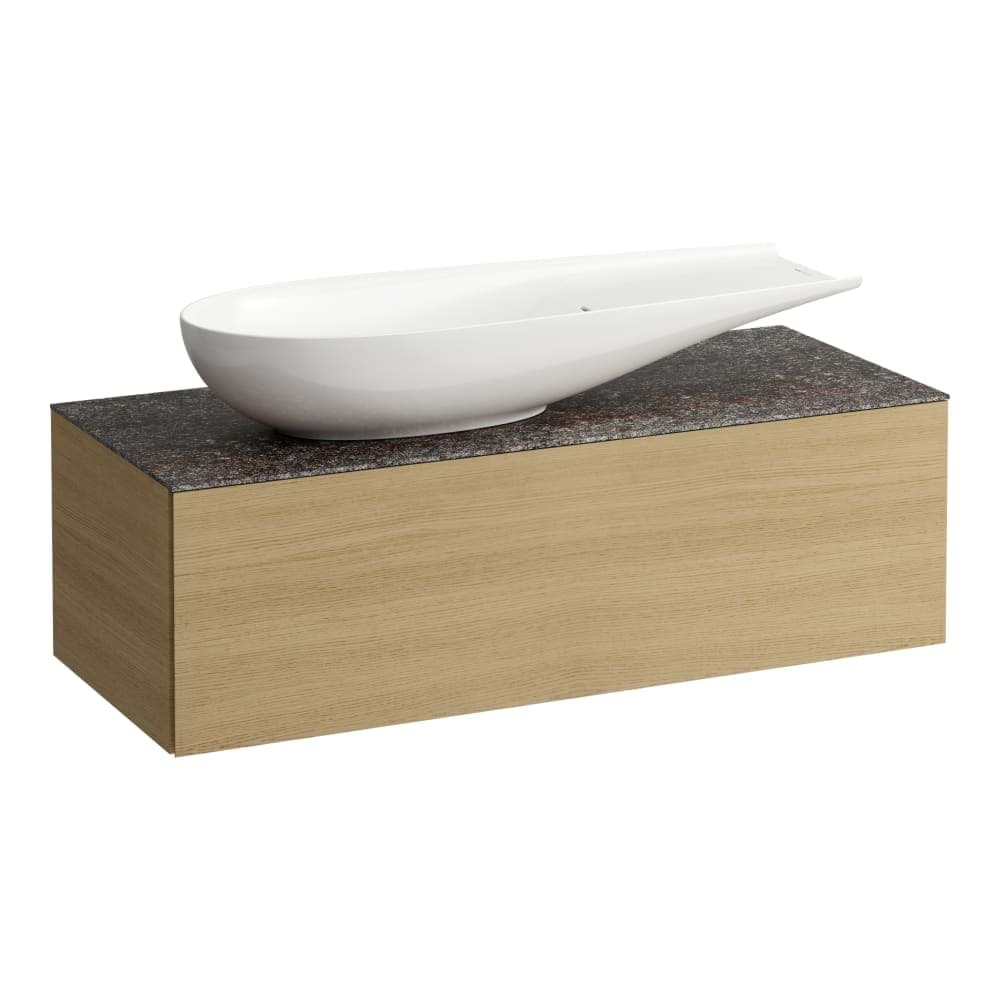 Bild von LAUFEN ILBAGNOALESSI Schubladenelement 1200, 1 Schublade, Ausschnitt links, Marrone Naturale Top inkl. gebohrtes Hahnloch, passend zu H818974 1200 x 500 x 370 mm #H4323240979991 - 999 - Multicolor (lackiert)