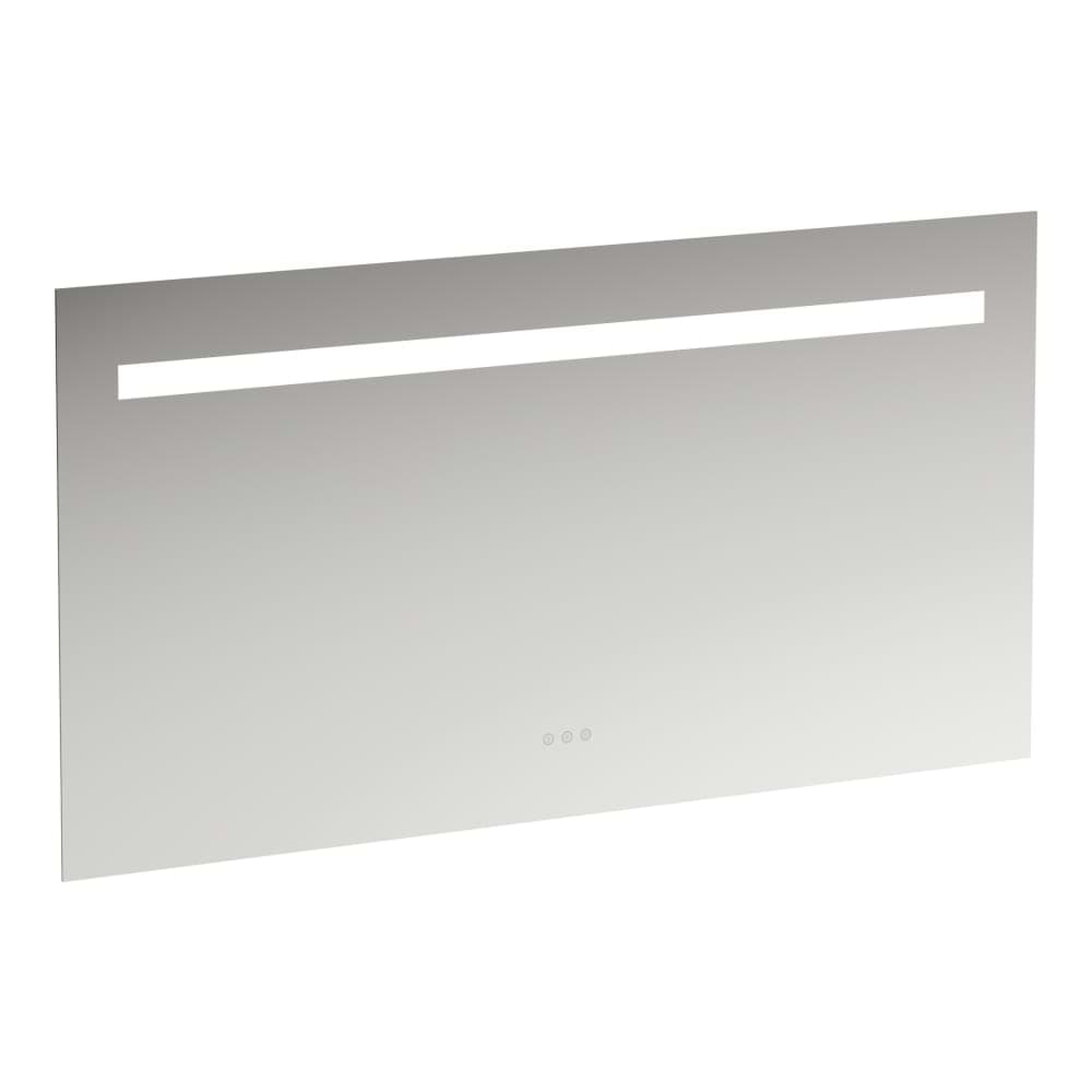 Picture of LAUFEN LEELO Mirror, 1300 mm with integrated horizontal LED lighting and ambient light, 3 touch sensors (On-Off/ Dimmer/ Colour temperature change 2700-6000K), aluminium frame, IP44 1300 x 32 x 700 mm #H4476839501441 - 144 - Mirror