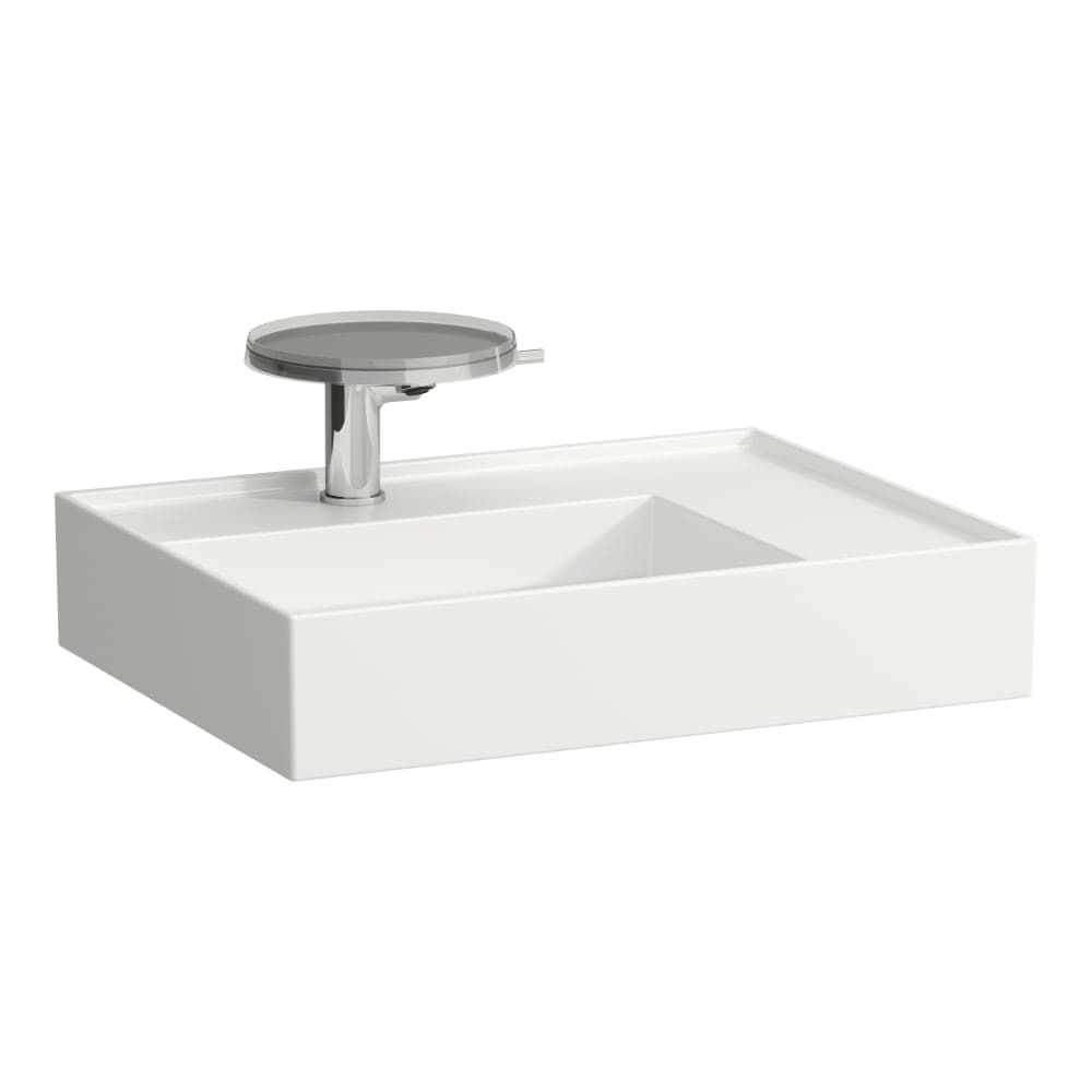 Bild von LAUFEN Kartell LAUFEN Aufsatz-Waschtisch, Ablage rechts, mit verstecktem Ablauf, Unterseite geschliffen 600 x 460 x 150 mm #H8183347571581