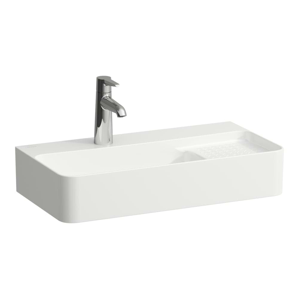 Obrázek LAUFEN VAL Umyvadlo, compact, se sníženou odkládací plochou s reliéfem vpravo 600 x 310 x 115 mm #H8152850001041