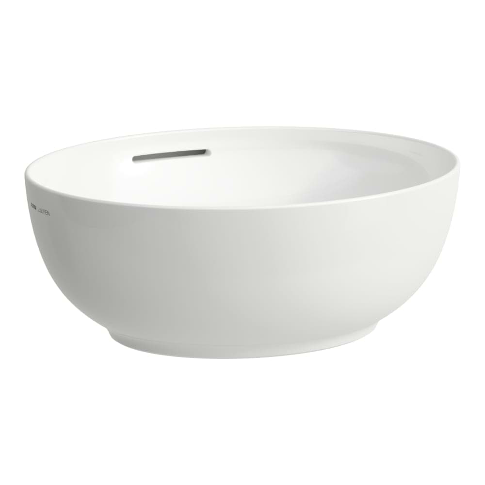 Bild von LAUFEN ILBAGNOALESSI Waschtisch-Schale mit Überlaufkanal, oval, inkl. Ablaufventil mit Ventilabdeckung Keramik 450 x 400 x 170 mm #H8189767571091 - 757 - Weiß matt