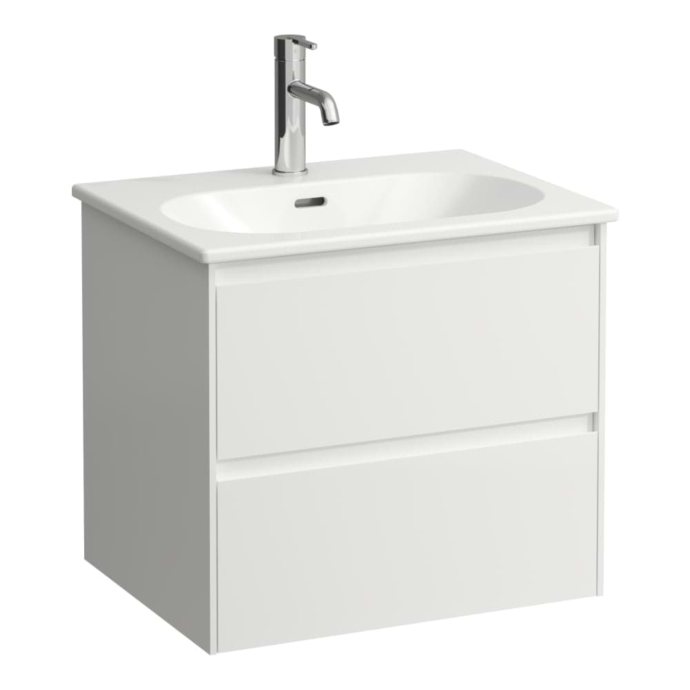 Bild von LAUFEN LUA Komplettset 600 mm, Waschtisch "slim" mit Waschtischunterbau 'Lani' mit 2 Schubladen 600 x 455 x 525 mm #H8600832611041 - 261 - Weiß glänzend