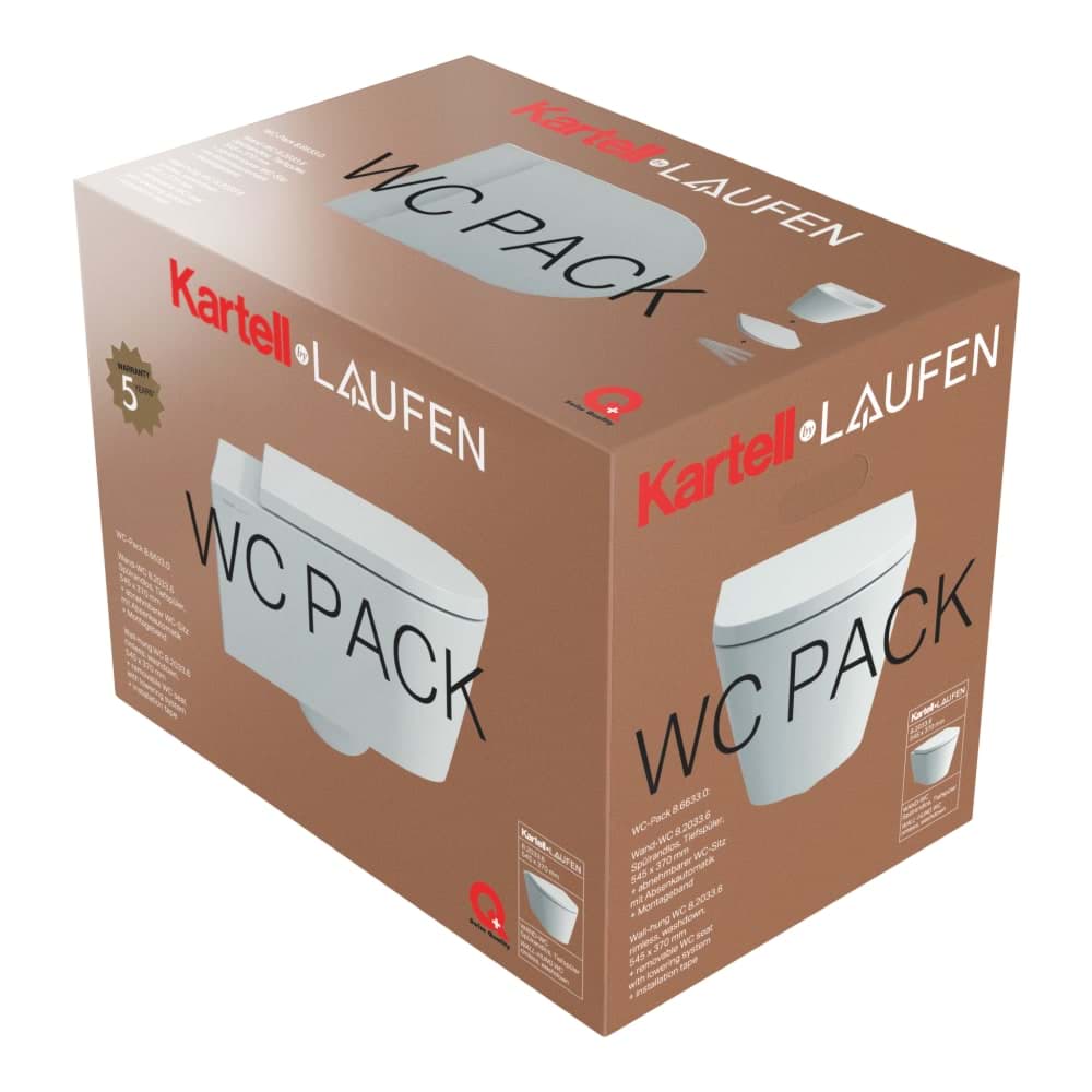 Obrázek LAUFEN Kartell WC pack závěsný, Rimfree, SoftClose #H8663304000001 - bílá/LCC