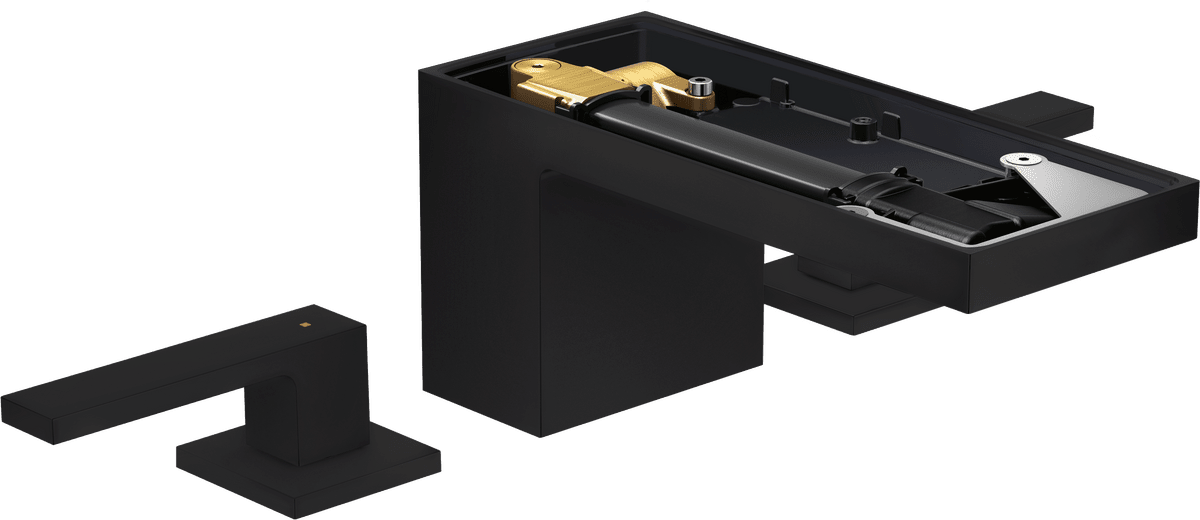 Bild von HANSGROHE AXOR MyEdition 3-Loch Waschtischarmatur 70 mit Push-Open Ablaufgarnitur ohne Platte #47052670 - Mattschwarz