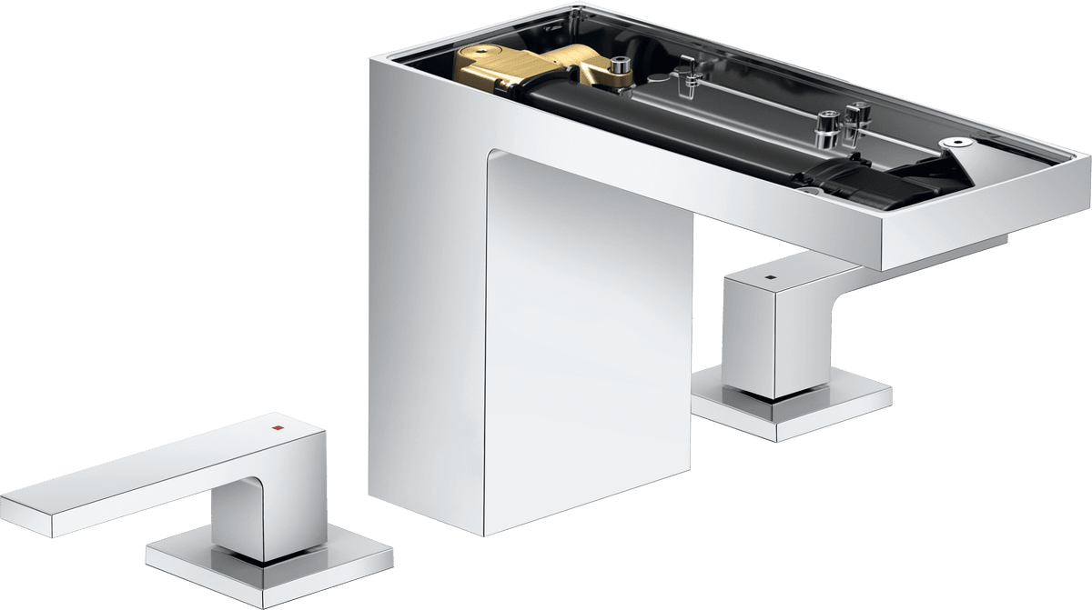 Bild von HANSGROHE AXOR MyEdition 3-Loch Waschtischarmatur 110 mit Push-Open Ablaufgarnitur ohne Platte #47072000 - Chrom