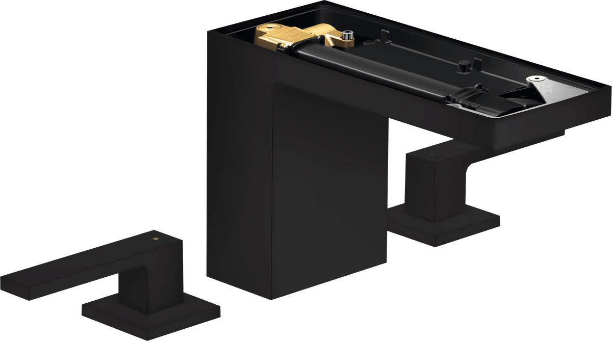 Bild von HANSGROHE AXOR MyEdition 3-Loch Waschtischarmatur 110 mit Push-Open Ablaufgarnitur ohne Platte #47072670 - Mattschwarz