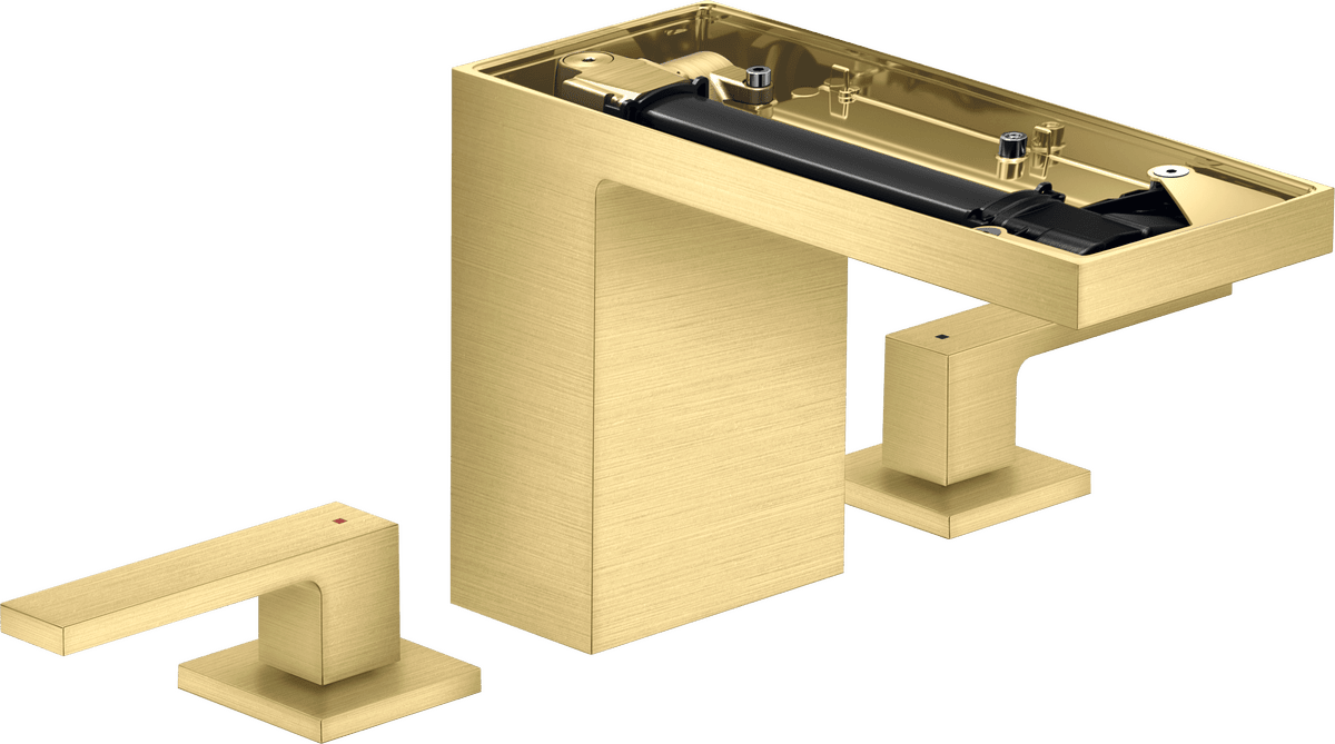 Bild von HANSGROHE AXOR MyEdition 3-Loch Waschtischarmatur 110 mit Push-Open Ablaufgarnitur ohne Platte #47072950 - Brushed Brass