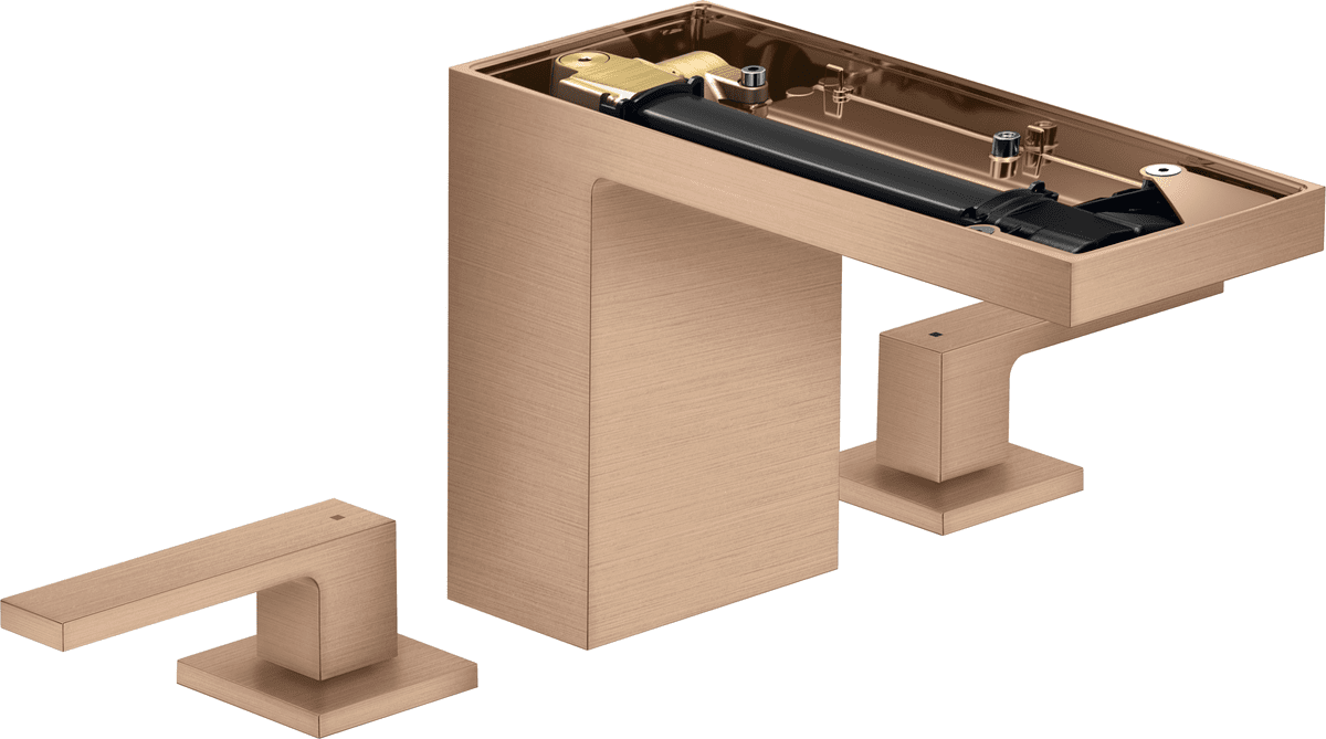 Bild von HANSGROHE AXOR MyEdition 3-Loch Waschtischarmatur 110 mit Push-Open Ablaufgarnitur ohne Platte #47072310 - Brushed Red Gold
