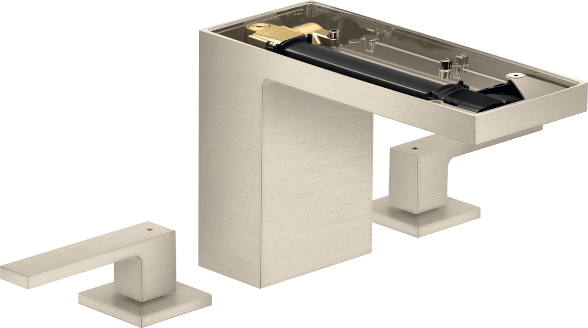 Bild von HANSGROHE AXOR MyEdition 3-Loch Waschtischarmatur 110 mit Push-Open Ablaufgarnitur ohne Platte #47072820 - Brushed Nickel