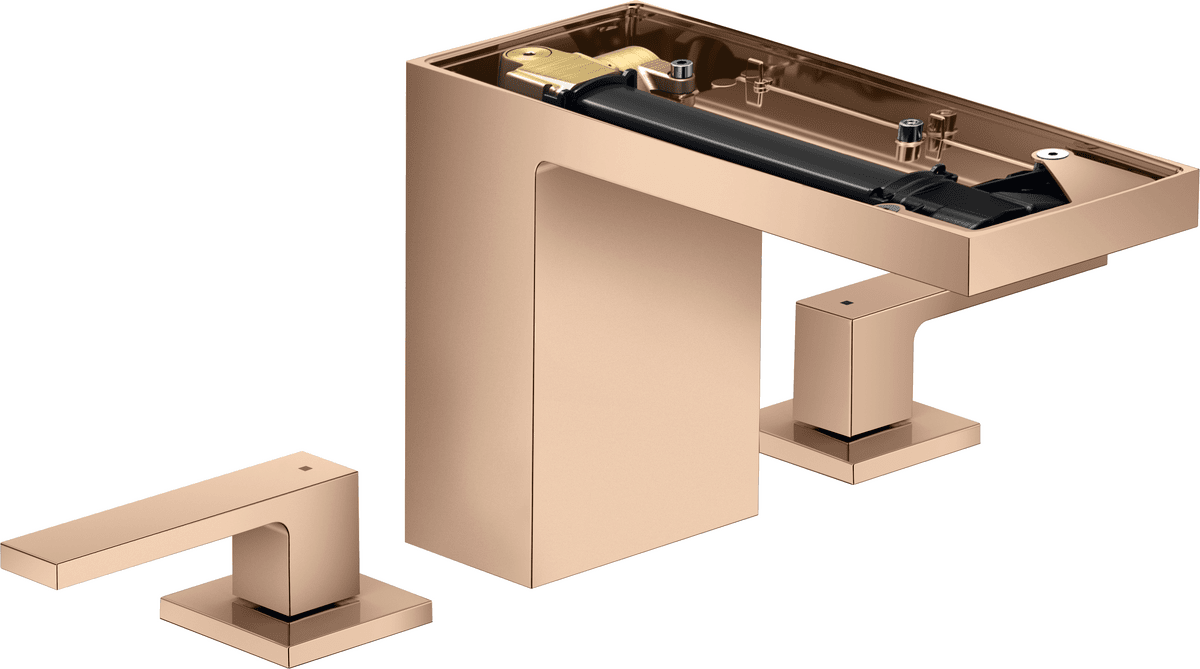 Bild von HANSGROHE AXOR MyEdition 3-Loch Waschtischarmatur 110 mit Push-Open Ablaufgarnitur ohne Platte #47072300 - Polished Red Gold