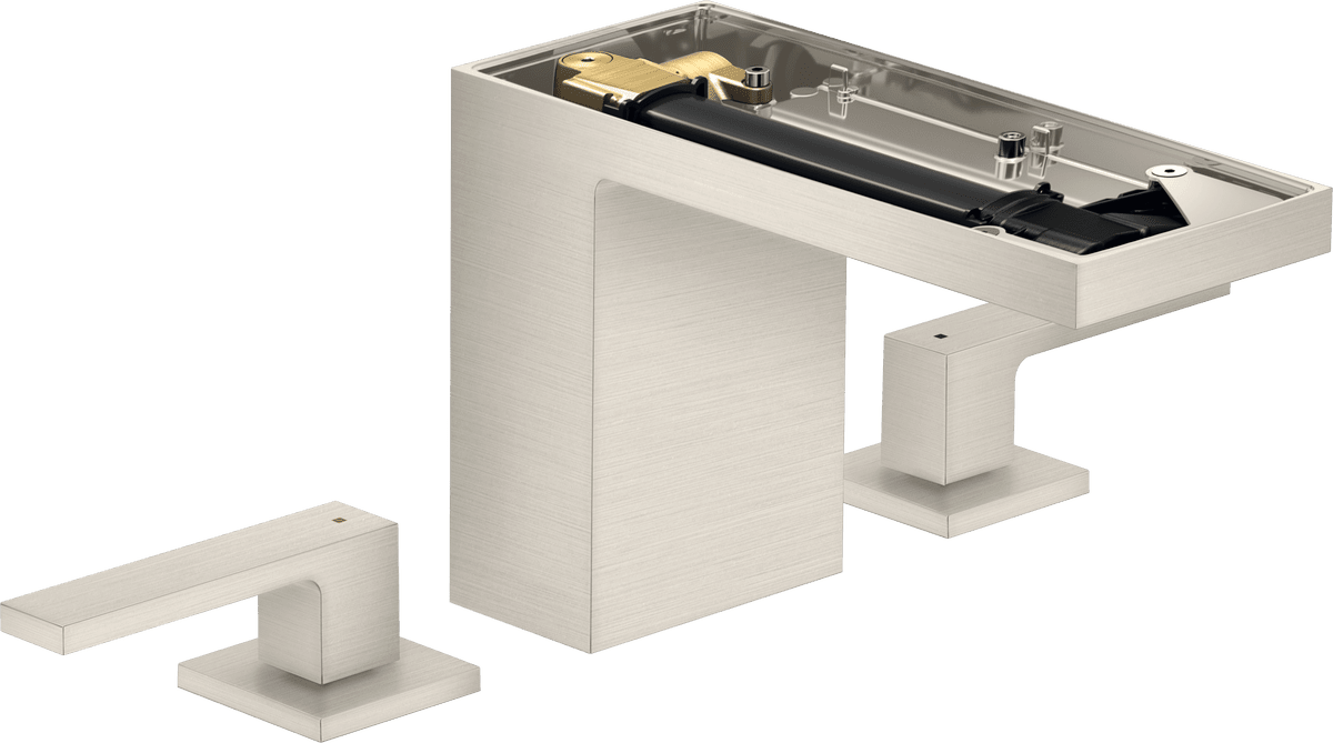 Bild von HANSGROHE AXOR MyEdition 3-Loch Waschtischarmatur 110 mit Push-Open Ablaufgarnitur ohne Platte #47072800 - Edelstahl Optic