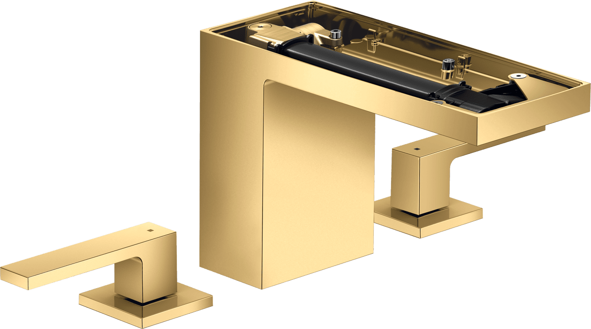 Picture of HANSGROHE AXOR MyEdition 3-hole basin mixer 110 with push-open waste set without plate #47072990 - Polished Gold Optic