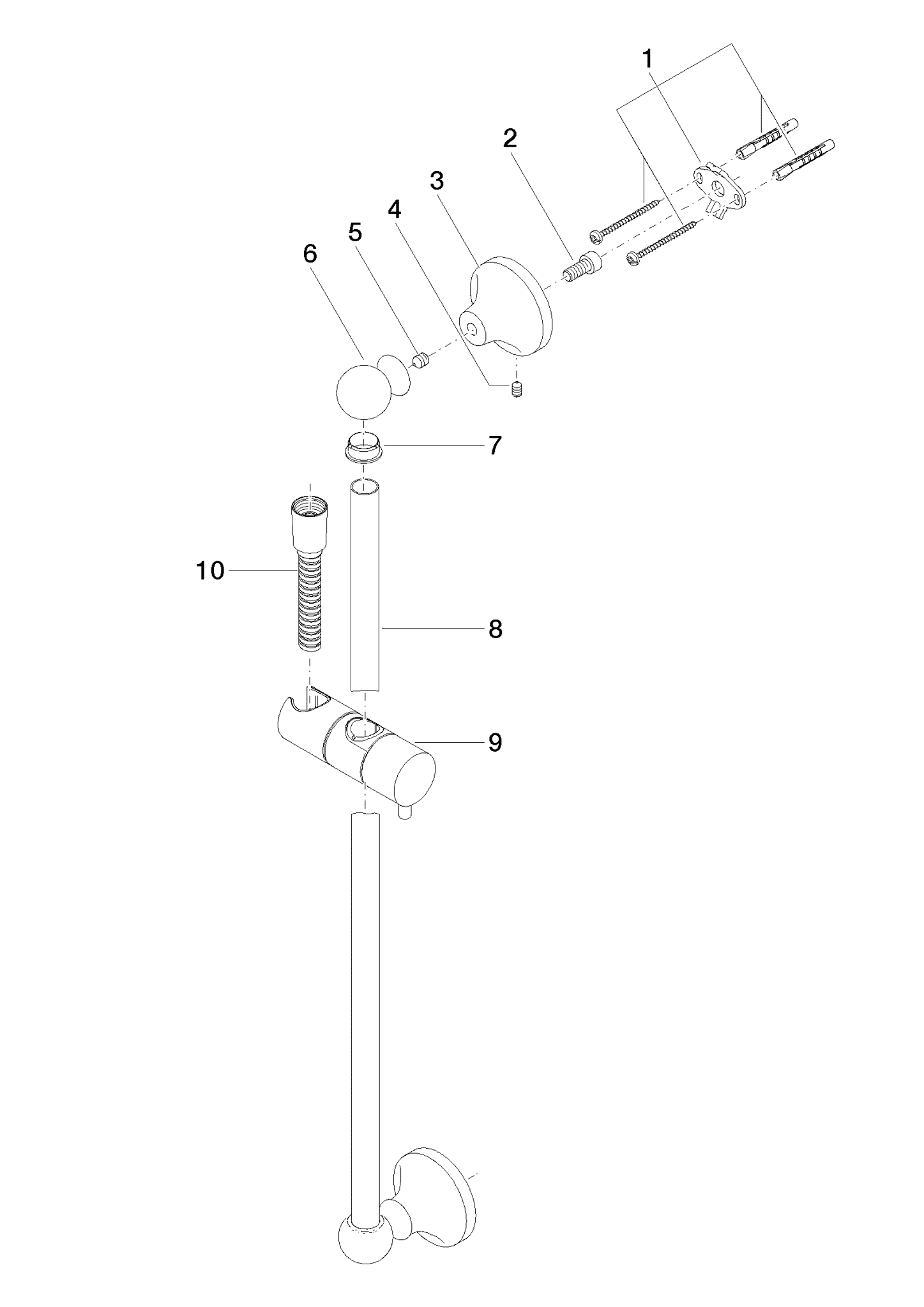Bild von DORNBRACHT MADISON Duschgarnitur ohne Handbrause - Platin gebürstet #26413360-06