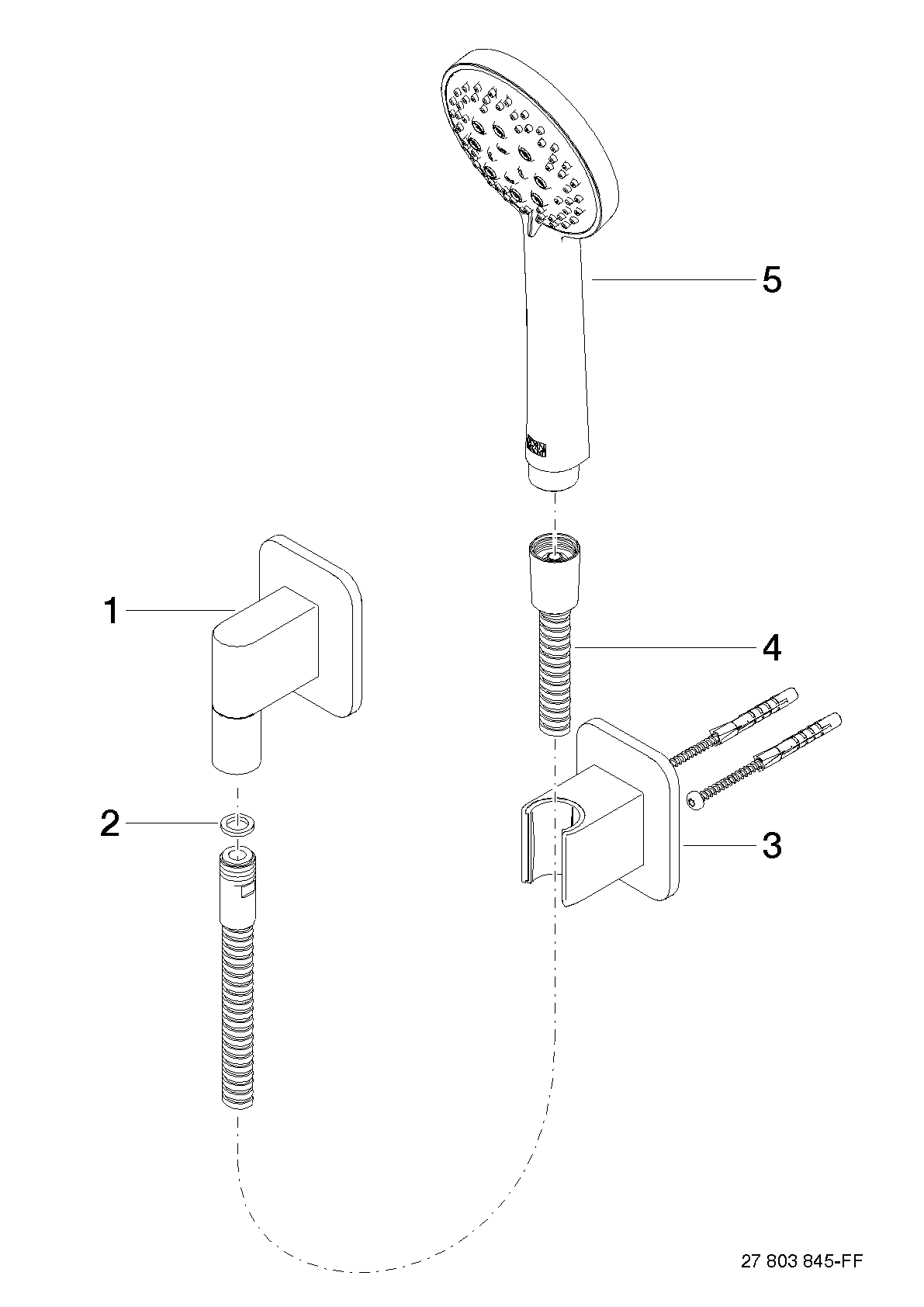Bild von DORNBRACHT LISSÉ Schlauchbrausegarnitur mit Einzelrosetten - Schwarz matt #27803845-33