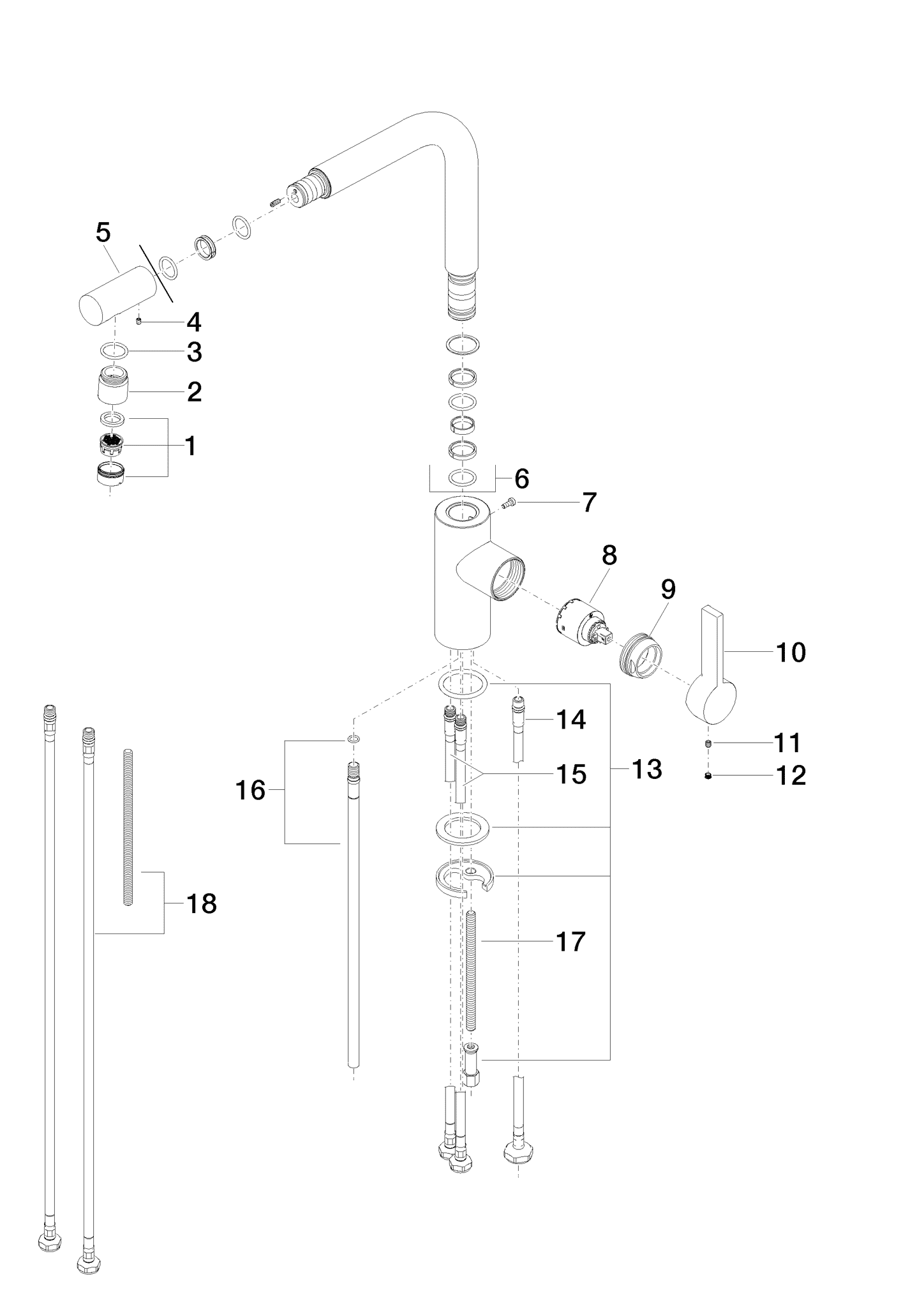 Bild von DORNBRACHT ELIO Einhebelmischer für Spül-/ Profibrause - Platin #33826790-08