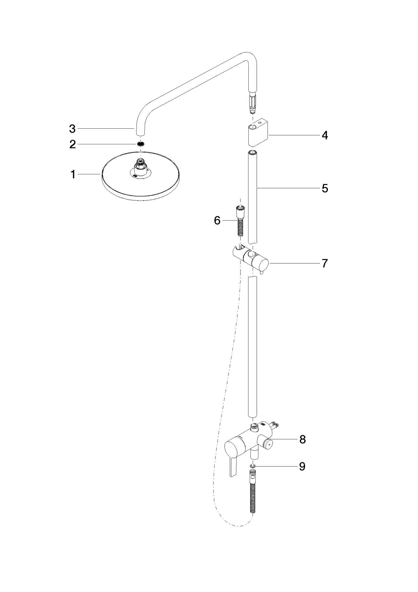Bild von DORNBRACHT Shower Pipe mit Brause-Einhandbatterie ohne Handbrause - Platin #36112970-08