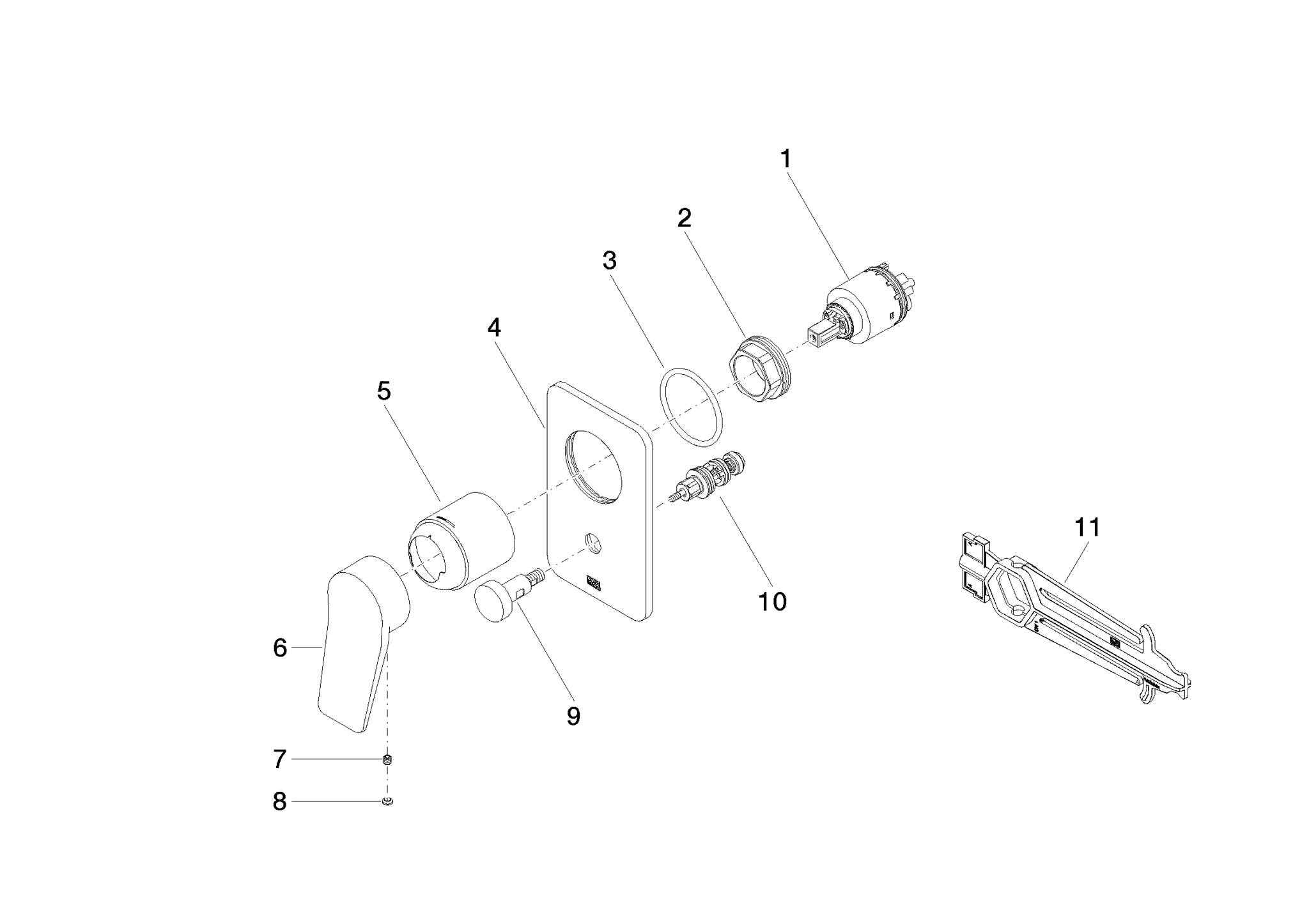 Bild von DORNBRACHT LISSÉ UP-Einhandbatterie mit Umstellung - Chrom gebürstet #36120845-93