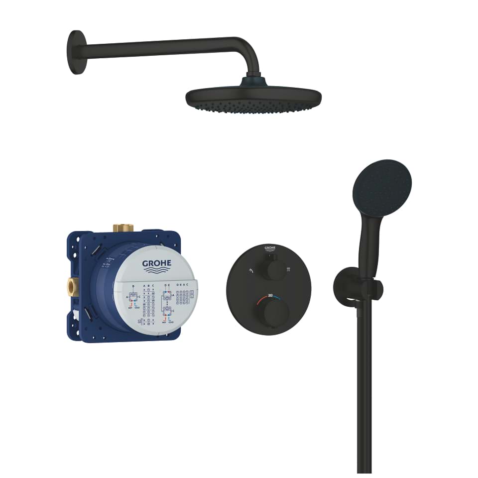 Bild von GROHE Precision Thermostat Duschsystem Unterputz mit Vitalio Start 250 matt black 348832430