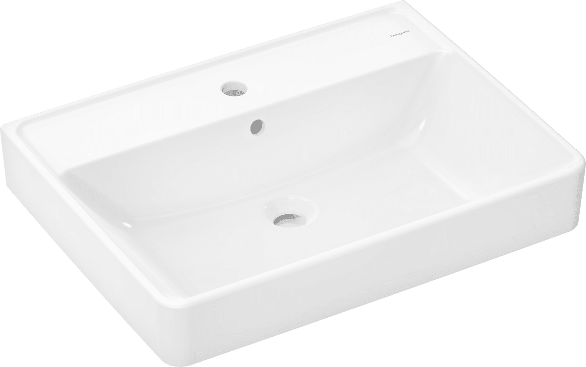 Bild von HANSGROHE Xanuia Q Aufsatzwaschtisch geschliffen 650/480 mit Hahnloch und Überlauf #60252450 - Weiß