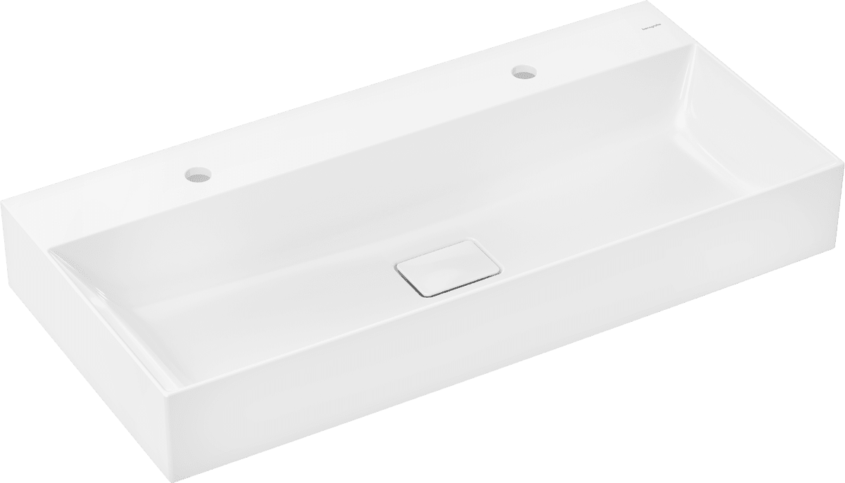 Bild von HANSGROHE Xevolos E Aufsatzwaschtisch geschliffen 1000/480 mit 2 Hahnlöchern ohne Überlauf, SmartClean #61111450 - Weiß