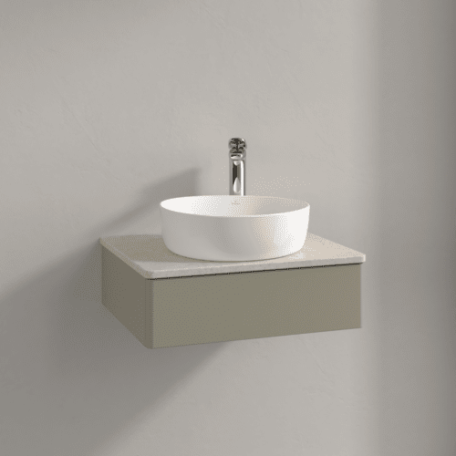 Bild von VILLEROY BOCH Antao Waschbeckenunterschrank, 1 Auszug, 600 x 190 x 500 mm, Front ohne Struktur, Stone Grey Matt Lacquer / Botticino #K07053HK