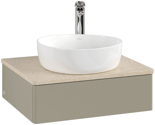 Bild von VILLEROY BOCH Antao Waschbeckenunterschrank, 1 Auszug, 600 x 190 x 500 mm, Front ohne Struktur, Stone Grey Matt Lacquer / Botticino #K07053HK