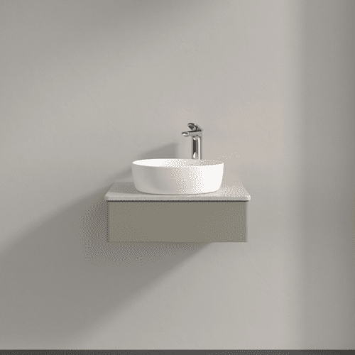 Bild von VILLEROY BOCH Antao Waschbeckenunterschrank, 1 Auszug, 600 x 190 x 500 mm, Front ohne Struktur, Stone Grey Matt Lacquer / Botticino #K07053HK